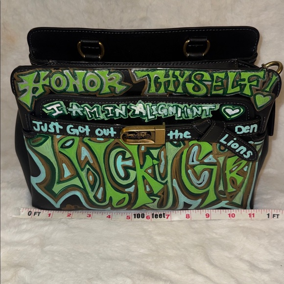 Coach Black and Green Graffiti Crossbody Bag - Picture 13 of 16